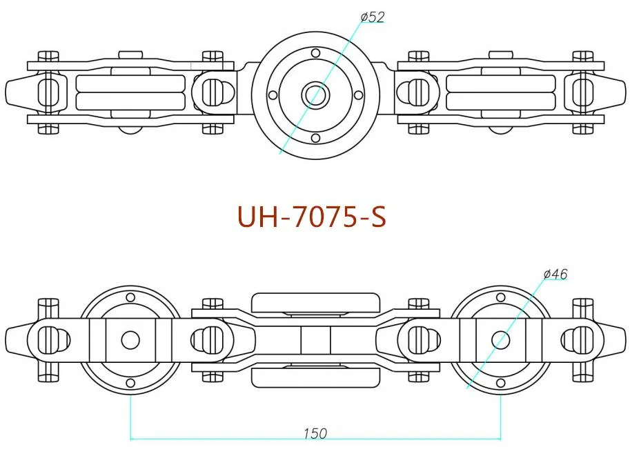 Overhead Chain 8X25.4mm Complete with S. S. T-Track Trolleys with Blue Wheels, Poultry Slaughtering Line